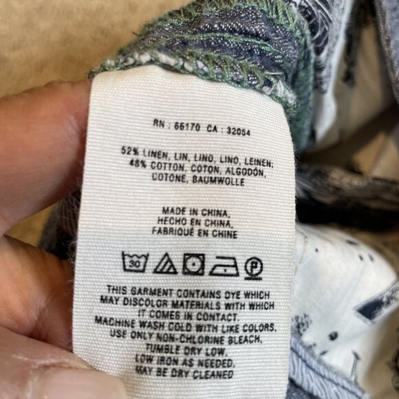 PILCRO AND THE LETTERPRESS Linen Blend Wide Leg Pants Women's 0P Heather Blue - Picture 14 of 14